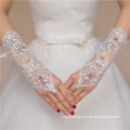 Lace appliques fingerless beading wrist length high quality wedding lace glove